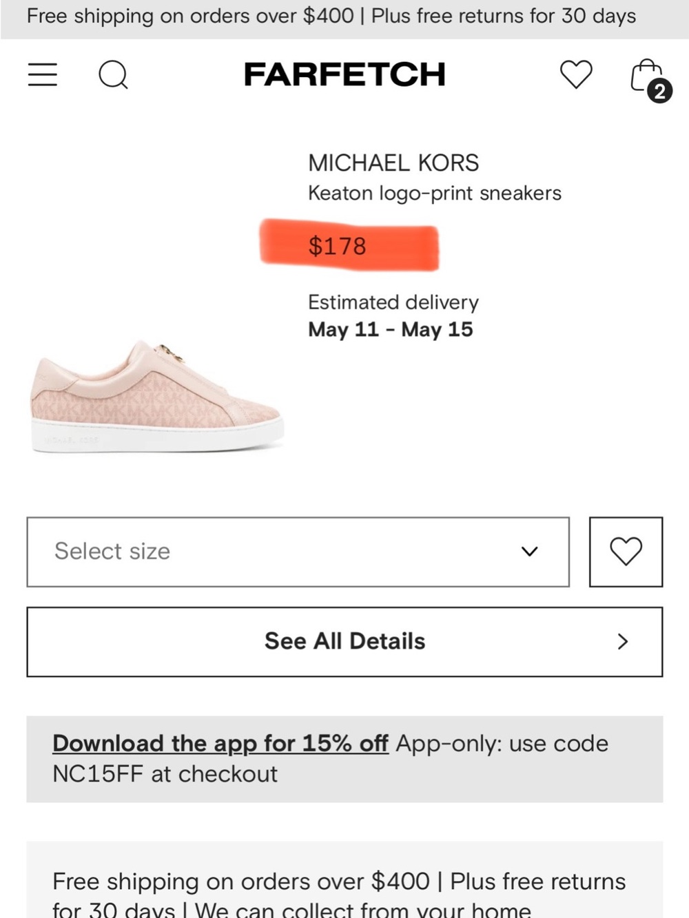 Michael Kors Pink MK Logo Zip-Front Slip-On Sneaker - Picture 7 of 7